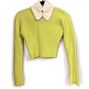 Baum Und Pferdgarten Lime Long Sleeve Sweater With Pearl Details